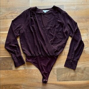 Elegant Sheer Burgundy Wrap Bodysuit from Good American